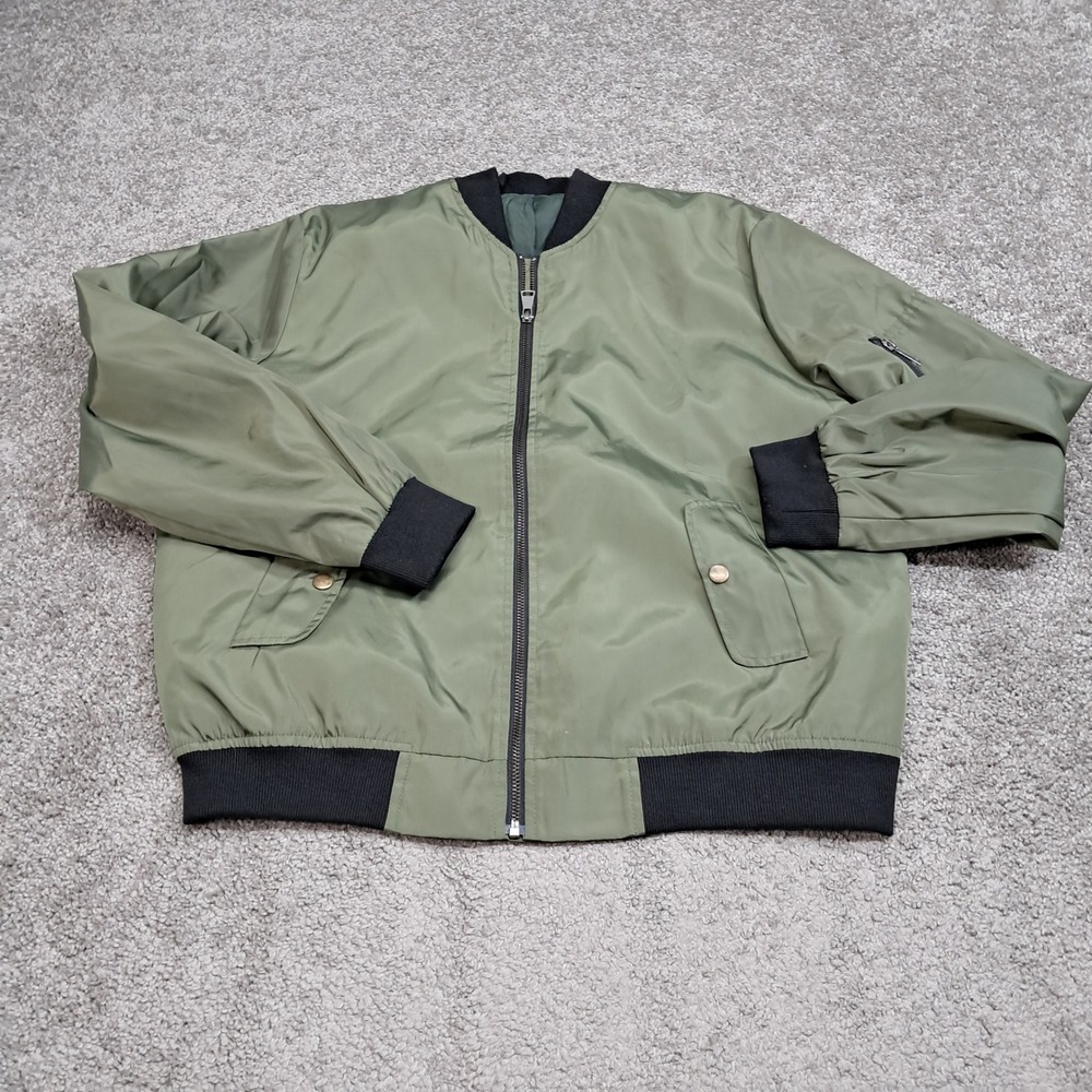 Zeagoo Olive Green Lightweight Bomber Jacket Mens Large Full Zip Flight Coat